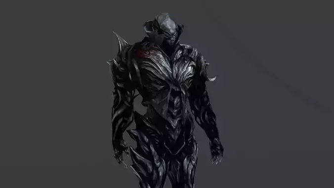 Armored Monster 3D Model Heavy Sci-Fi Fantasy Creature for Games Low-poly 3D model