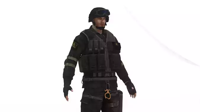 Modern Military Soldier 3D Model Game Ready Army Character