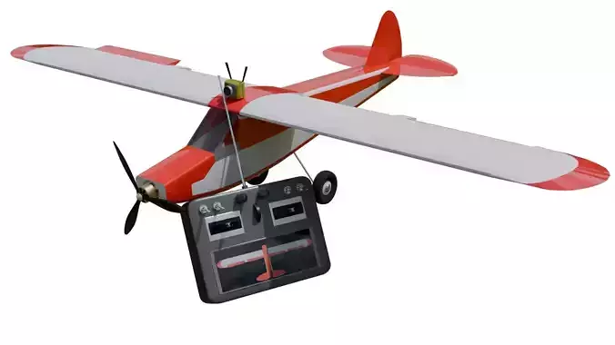 Rigged RC Plane with Remote Controller 3D Model Low-poly 3D model