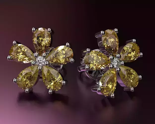 Floral Stud Earring Set 3D Printable Jewelry Models 2 Sizes 3D print model