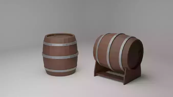 Low-Poly-Wooden-Barrel Low-poly 3D model