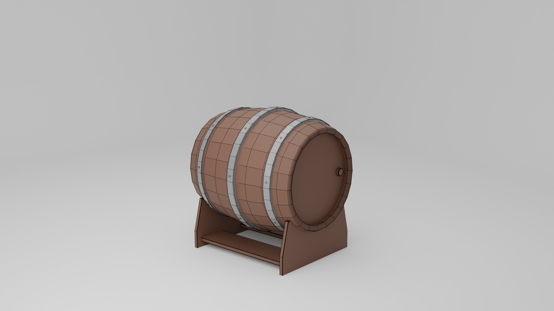 Low-Poly-Wooden-Barrel Low-poly 3D model_3