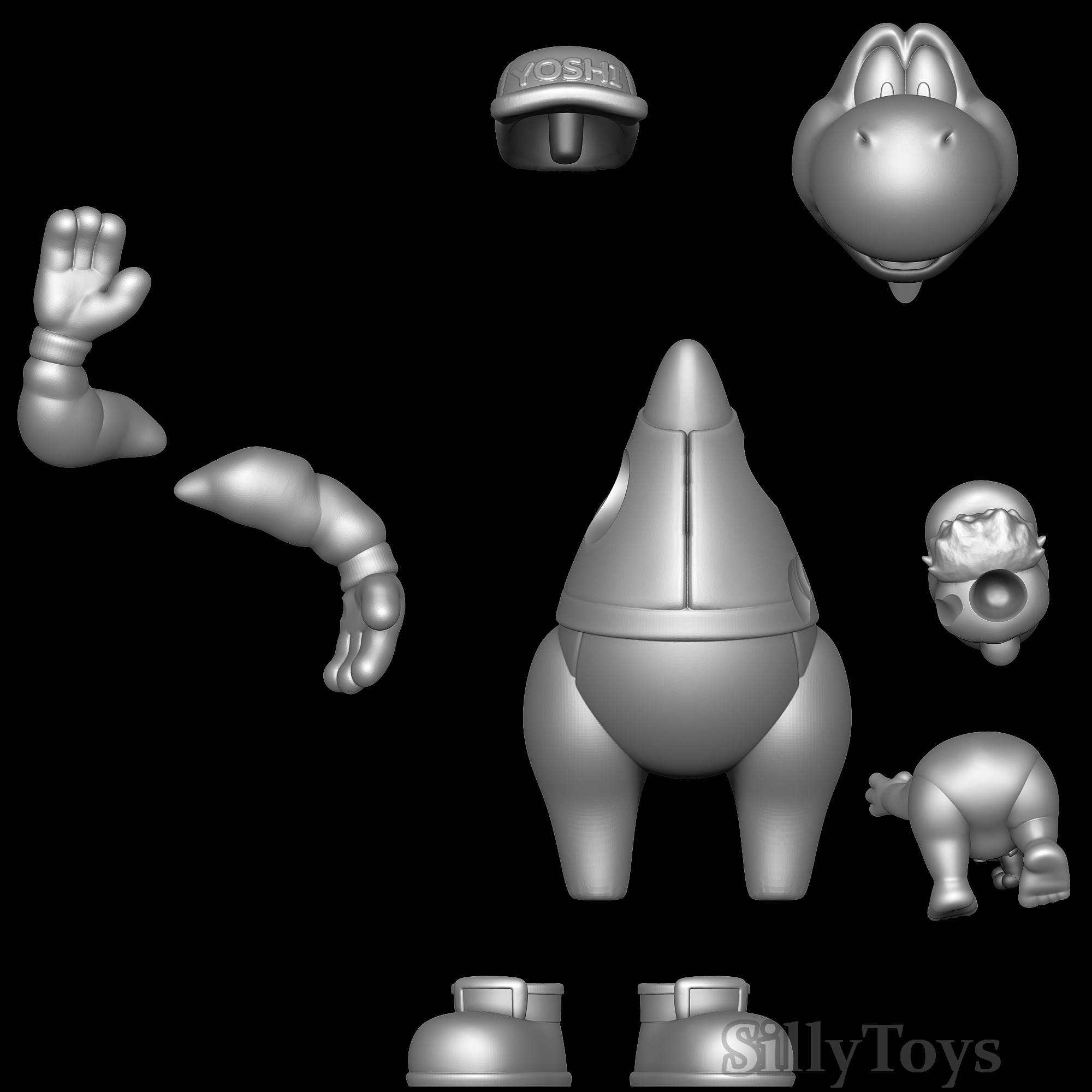 Yoshi Delivery outfit with Baby Mario 3D print model_3