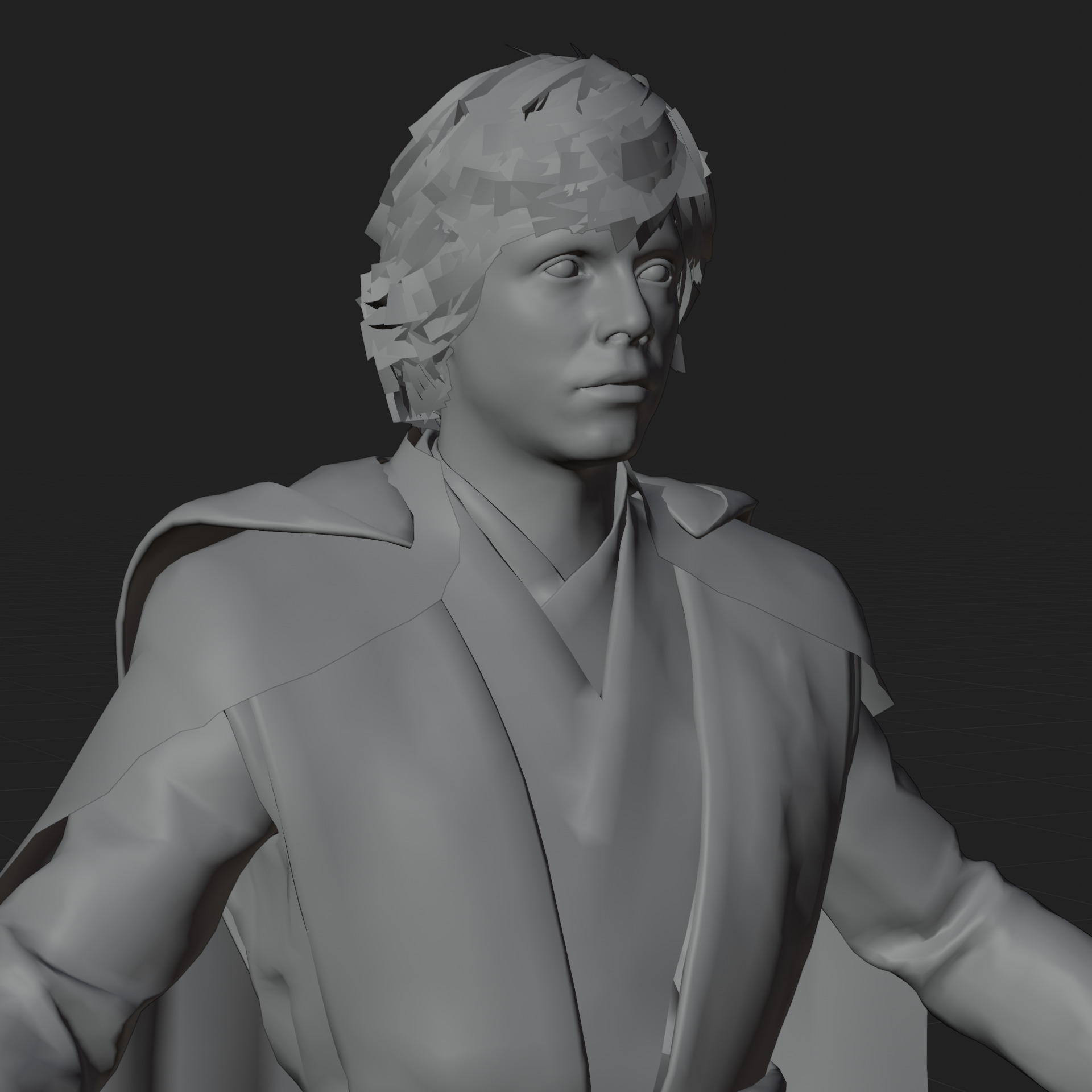 Luke Skywalker 3D Model Mandalorian Rigged Cape Blender FBX OBJ Low-poly 3D model_9
