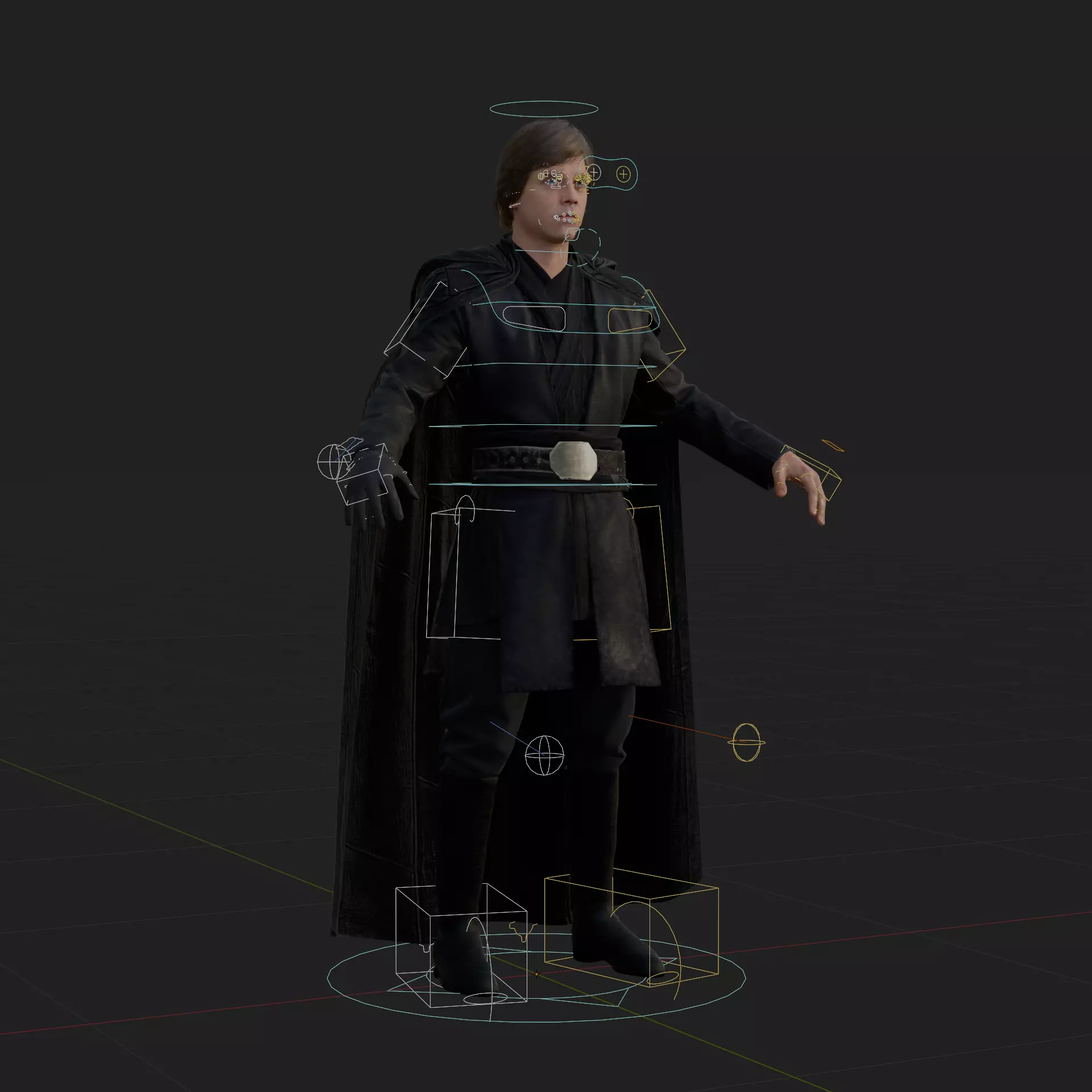 Luke Skywalker 3D Model Mandalorian Rigged Cape Blender FBX OBJ Low-poly 3D model_0