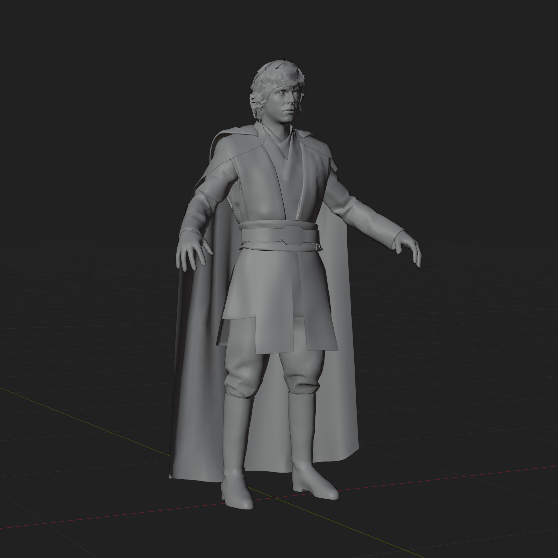 Luke Skywalker 3D Model Mandalorian Rigged Cape Blender FBX OBJ Low-poly 3D model_6