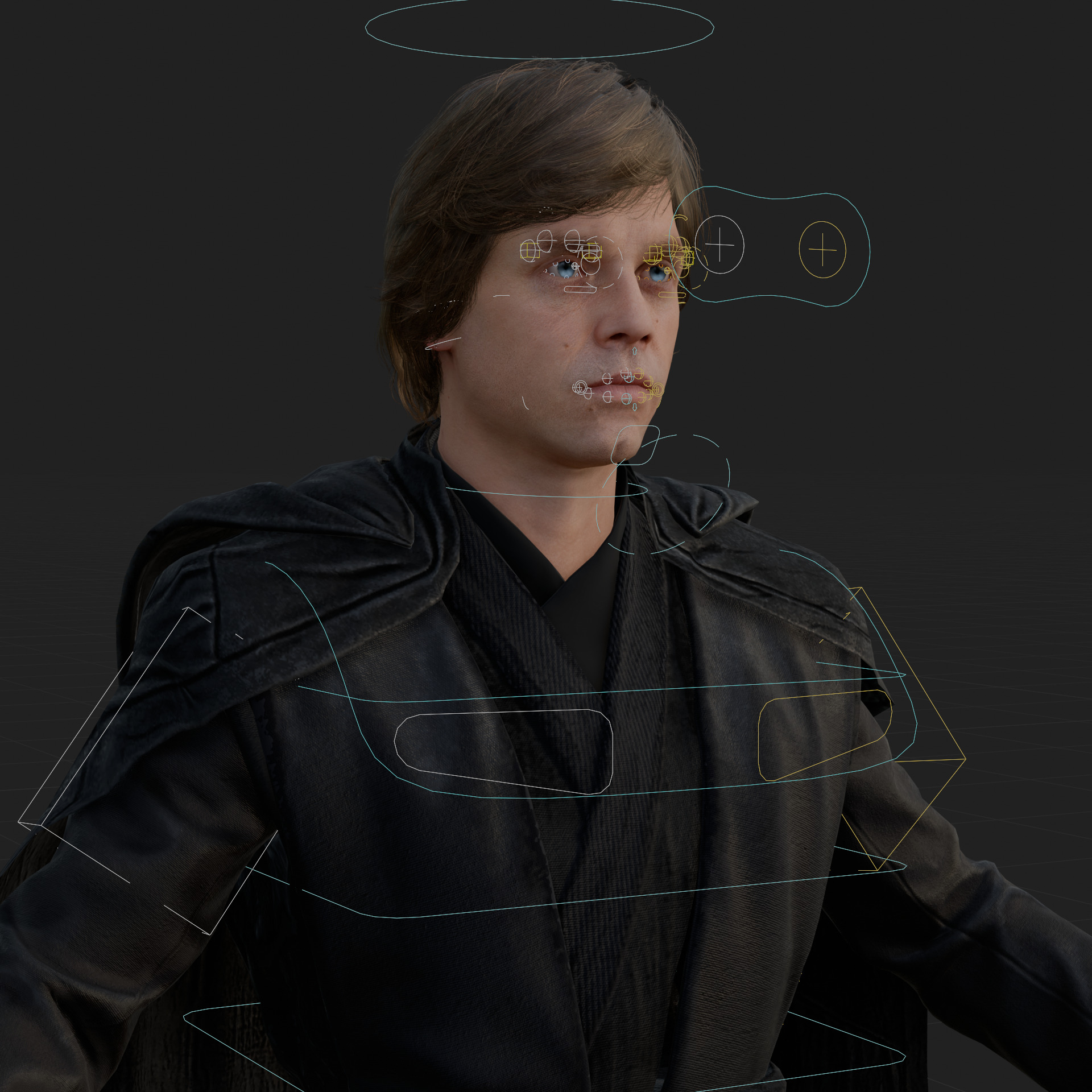 Luke Skywalker 3D Model Mandalorian Rigged Cape Blender FBX OBJ Low-poly 3D model_3
