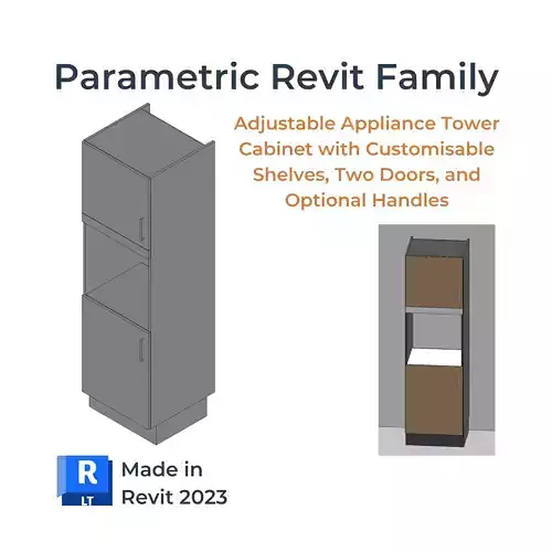 PARAMETRIC REVIT FAMILY Appliance Tower Cabinet 2 Doors Handles