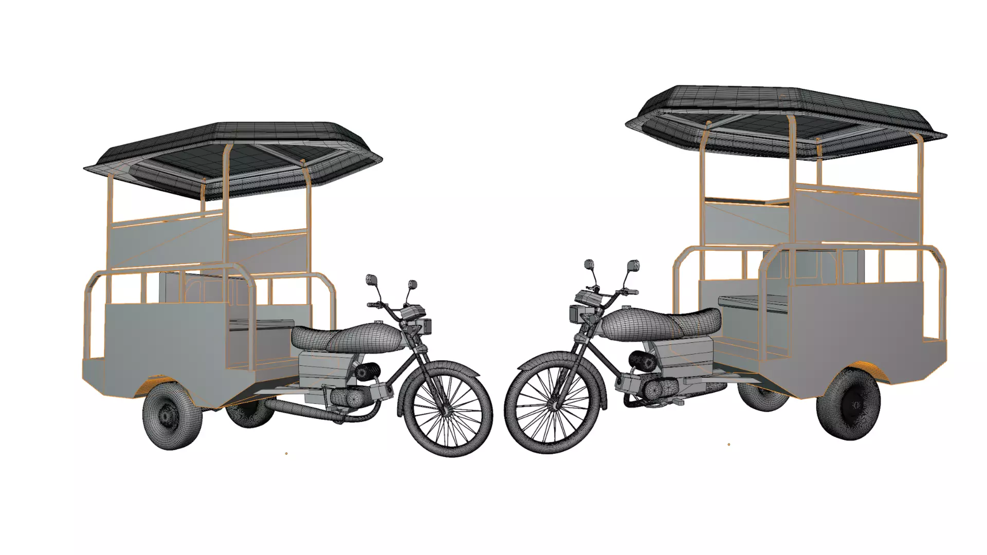 Chingchi Traditional Motorcycle Rickshaw Free 3D model