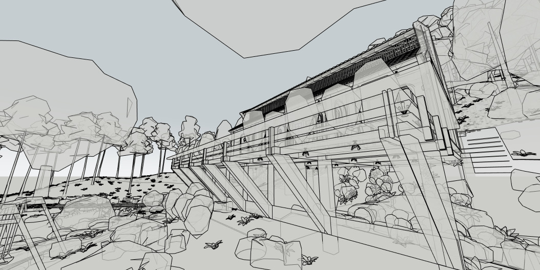 Tropical Colonial House 3D Architecture Low-poly 3D model_47