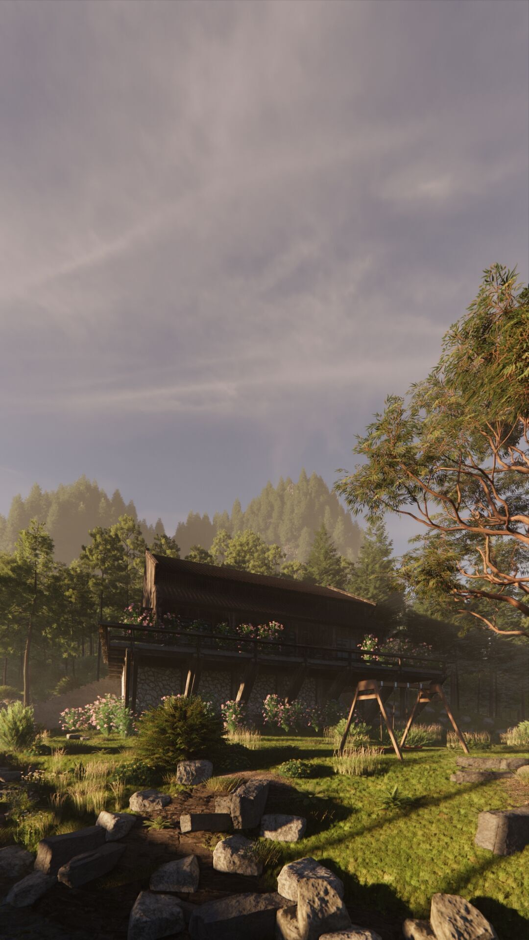 Tropical Colonial House 3D Architecture Low-poly 3D model_2