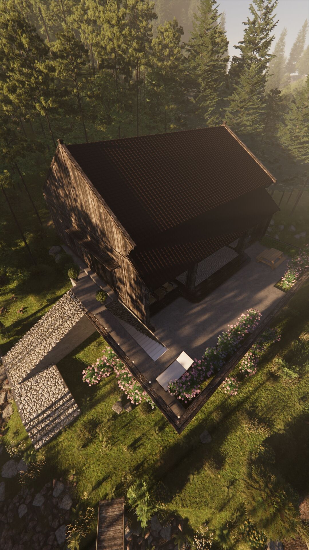 Tropical Colonial House 3D Architecture Low-poly 3D model_6