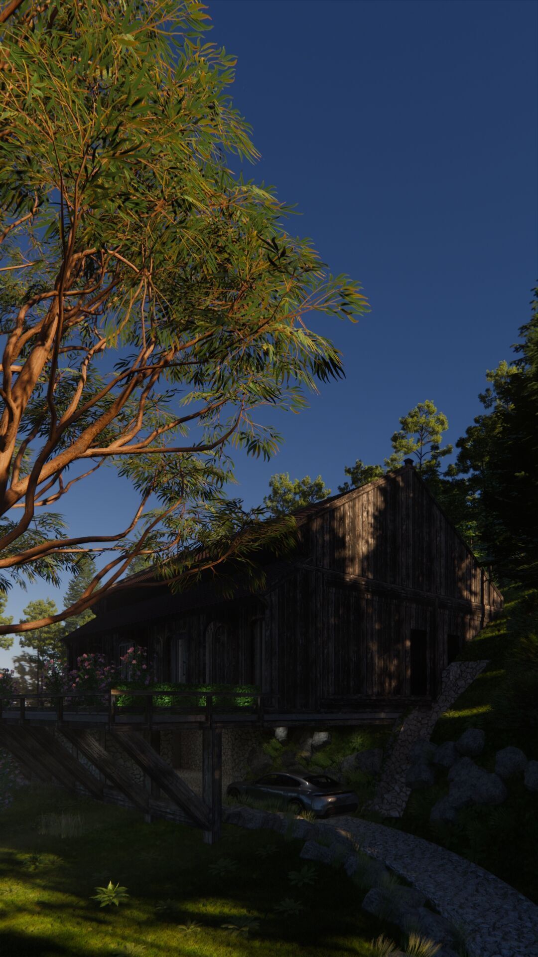 Tropical Colonial House 3D Architecture Low-poly 3D model_15