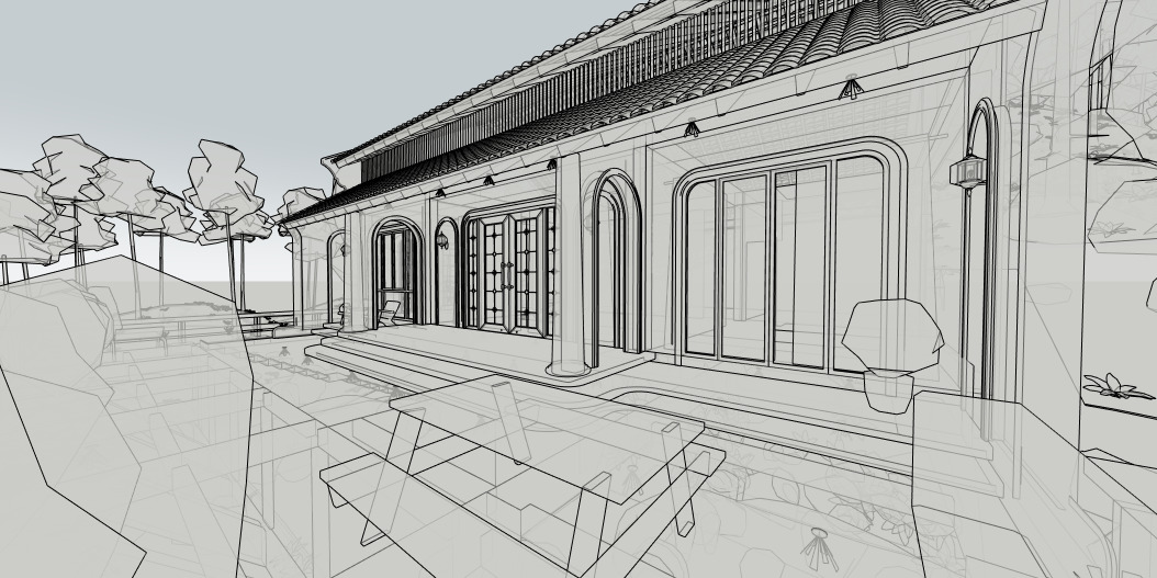 Tropical Colonial House 3D Architecture Low-poly 3D model_41