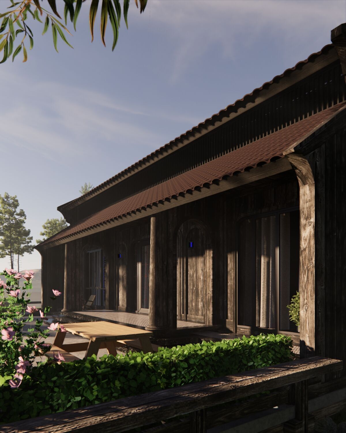 Tropical Colonial House 3D Architecture Low-poly 3D model_33