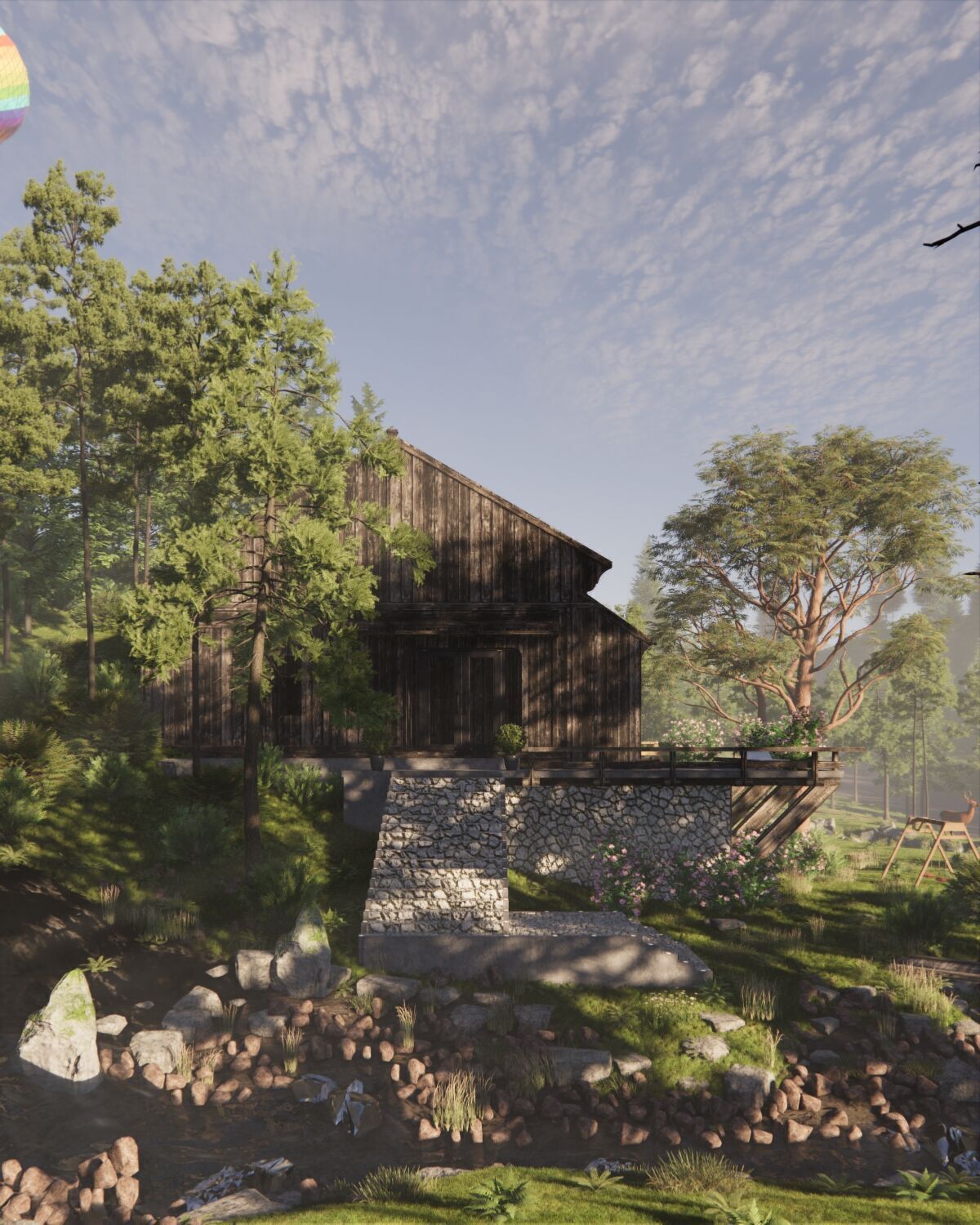 Tropical Colonial House 3D Architecture Low-poly 3D model_29