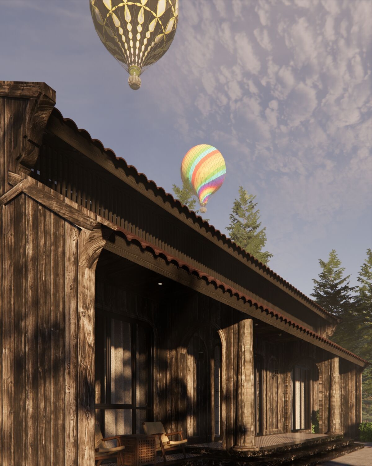 Tropical Colonial House 3D Architecture Low-poly 3D model_26