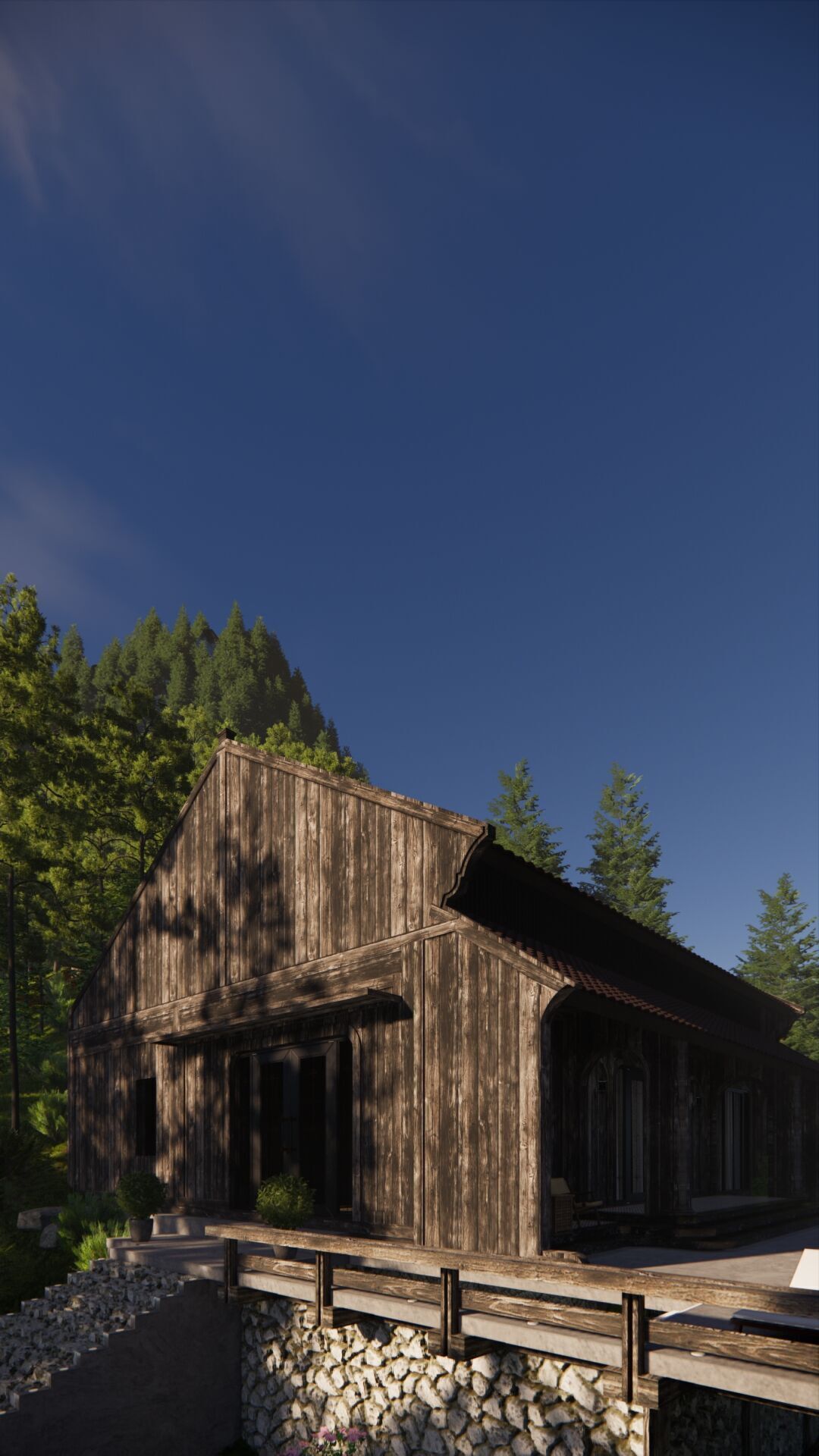 Tropical Colonial House 3D Architecture Low-poly 3D model_19