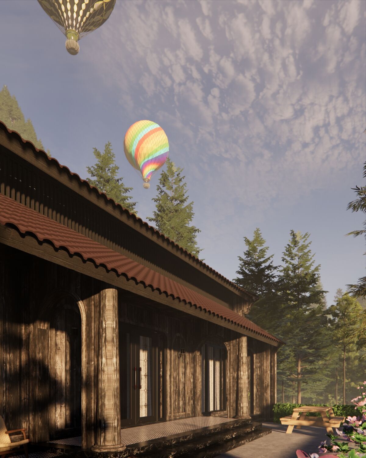 Tropical Colonial House 3D Architecture Low-poly 3D model_28