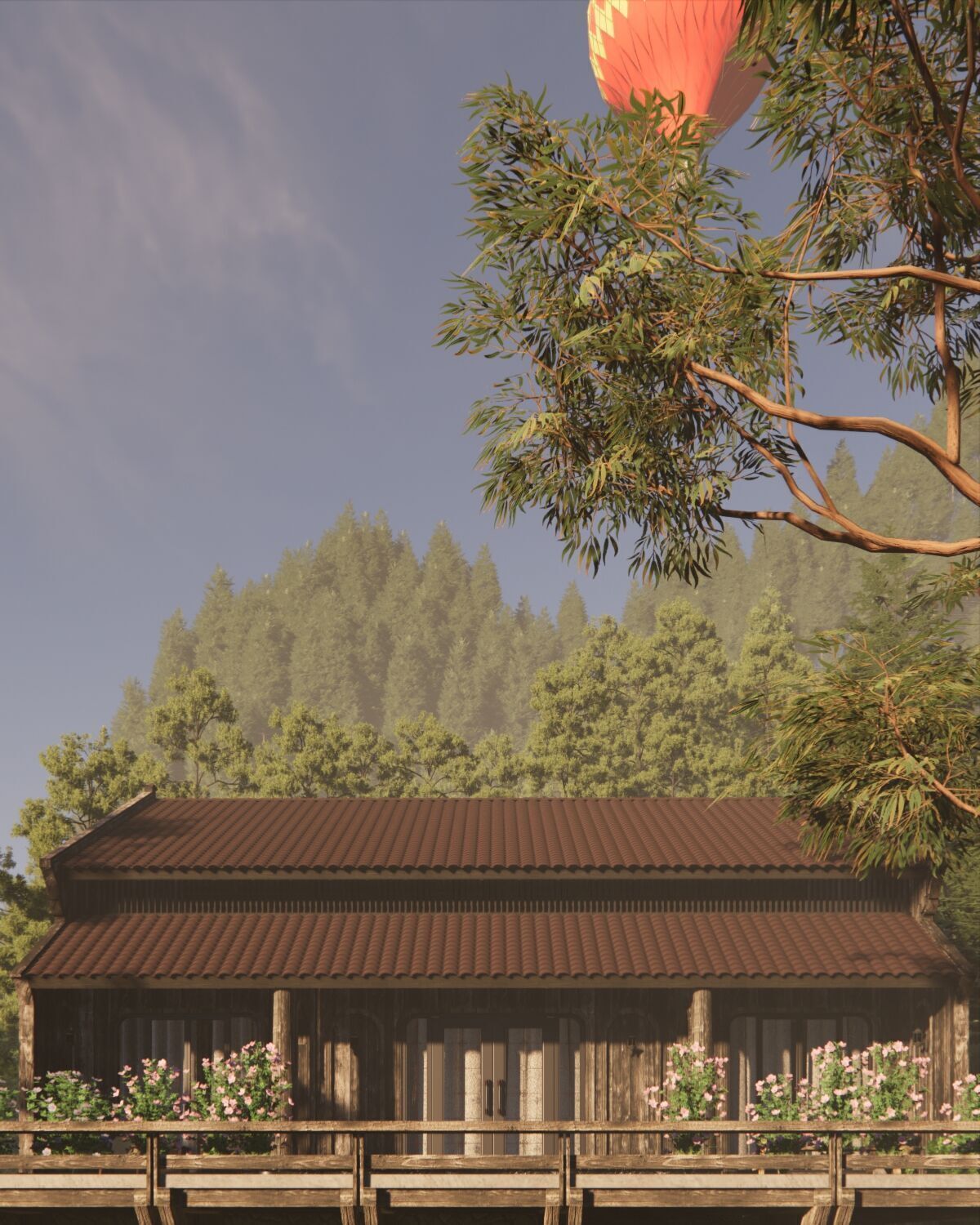 Tropical Colonial House 3D Architecture Low-poly 3D model_25