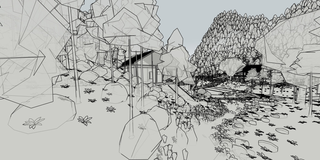 Tropical Colonial House 3D Architecture Low-poly 3D model_44