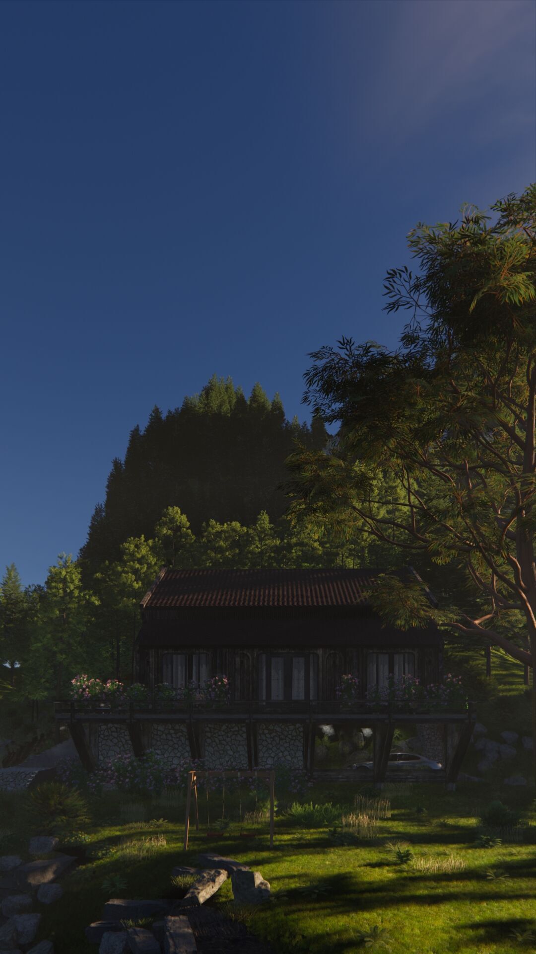 Tropical Colonial House 3D Architecture Low-poly 3D model_12