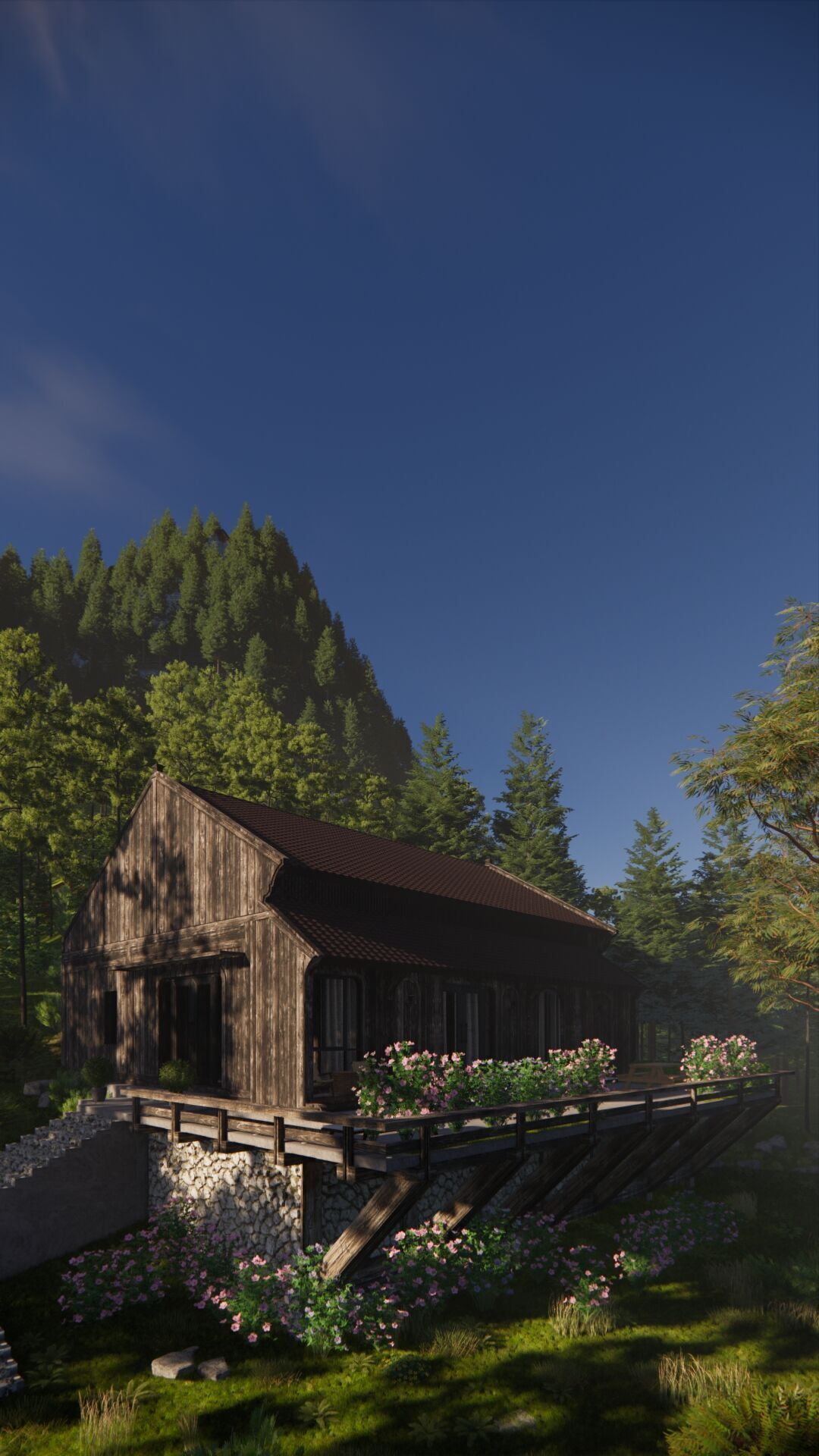 Tropical Colonial House 3D Architecture Low-poly 3D model_16