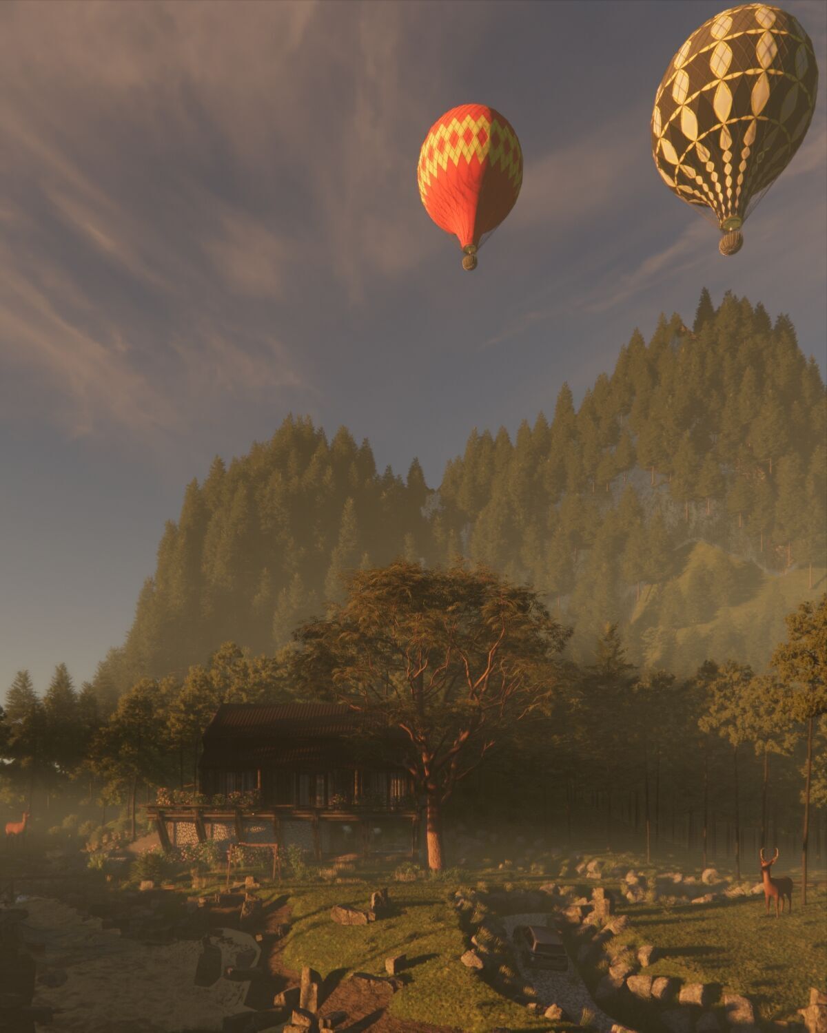 Tropical Colonial House 3D Architecture Low-poly 3D model_36