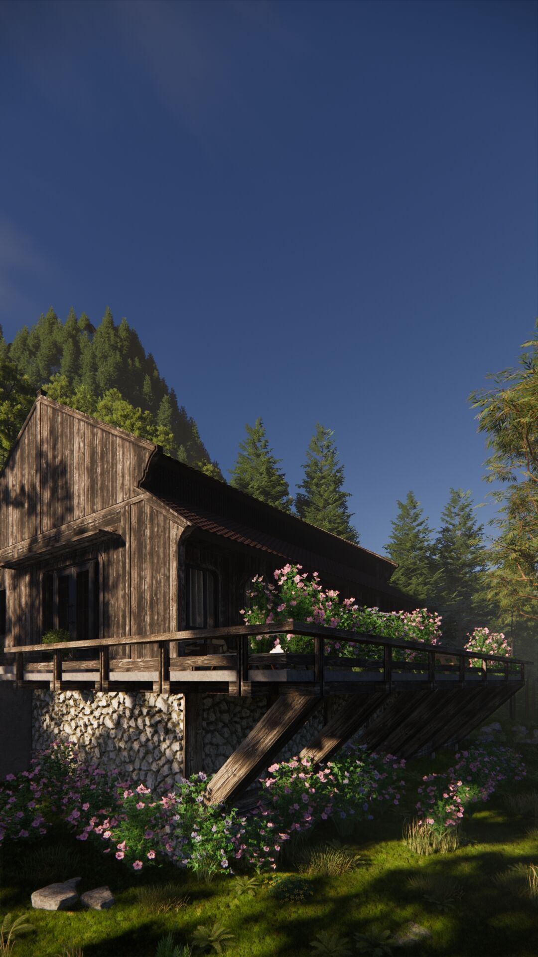 Tropical Colonial House 3D Architecture Low-poly 3D model_17