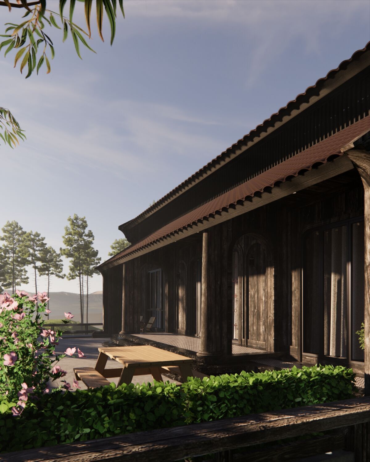 Tropical Colonial House 3D Architecture Low-poly 3D model_34