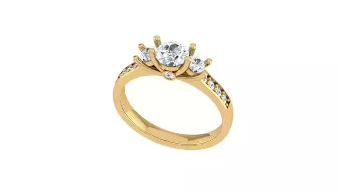 Anel cravejado com pedra central