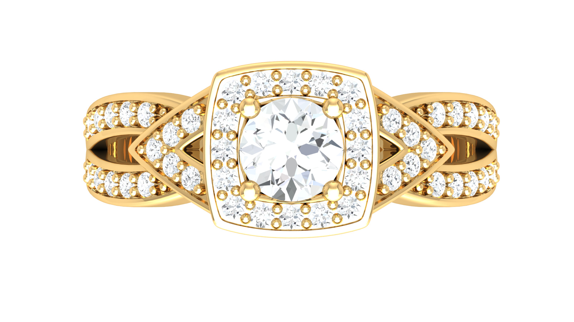 Anel com pedra quadrada 3D print model_1