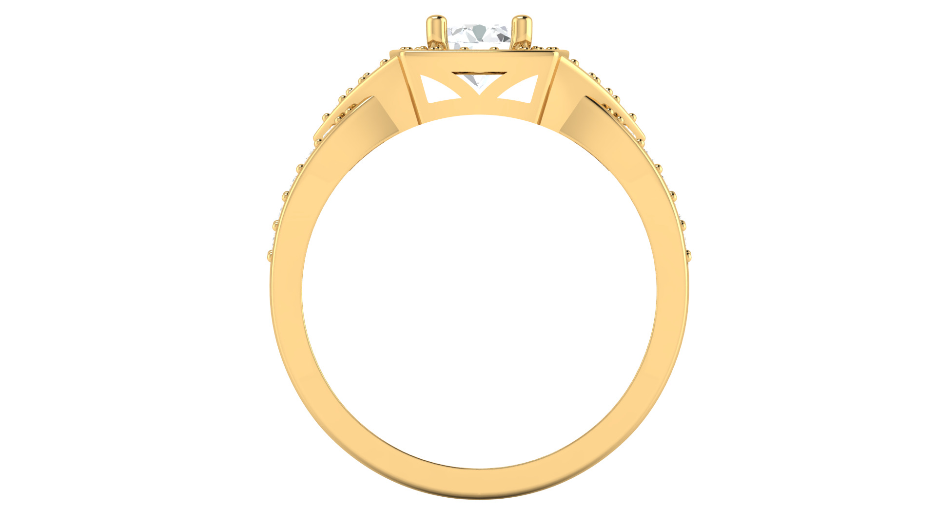 Anel com pedra quadrada 3D print model_2