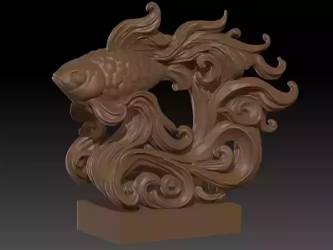 3D sculpture of a stylized fish
