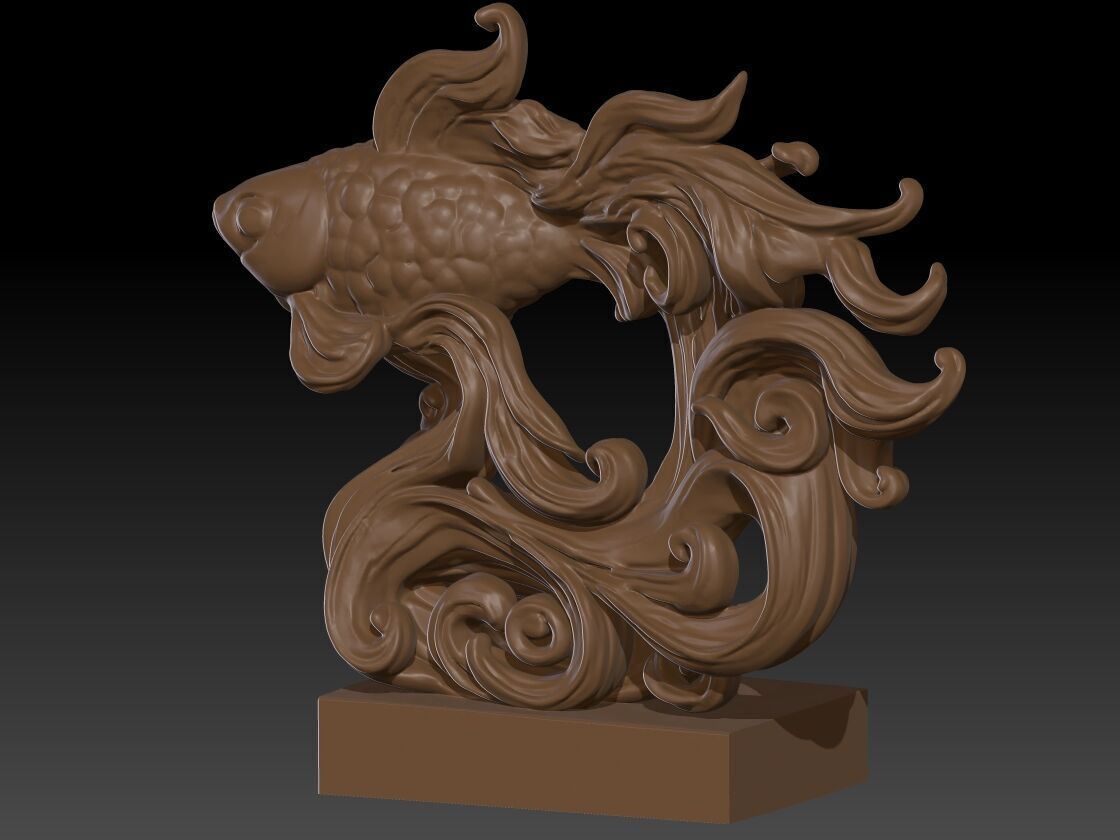 3D sculpture of a stylized fish 3D print model_1