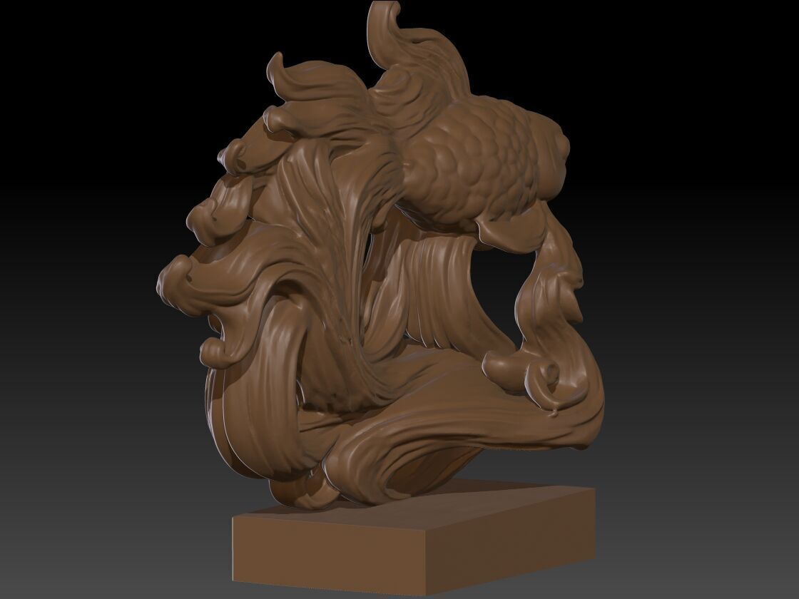 3D sculpture of a stylized fish 3D print model_2