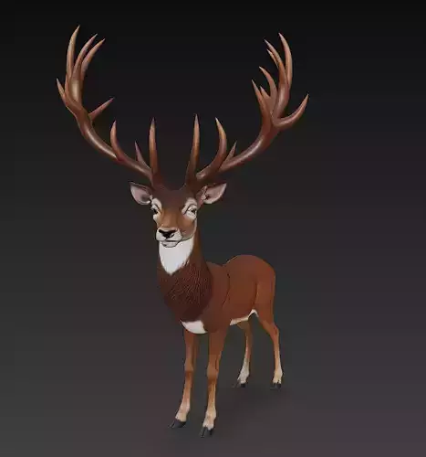 Deer Realistic 3D Model Basic - Low Poly Realistic Low-poly 3D model