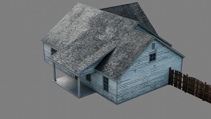 Abandoned Residential House v2 Low-poly 3D model 7