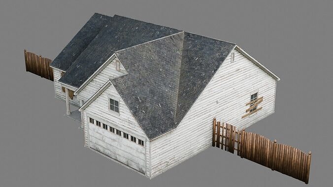 Abandoned Residential House v2 Low-poly 3D model 5