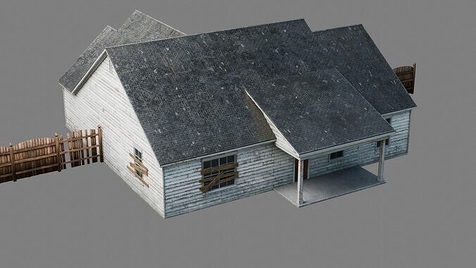Abandoned Residential House v2 Low-poly 3D model 6