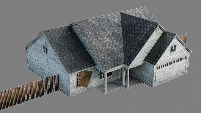 Abandoned Residential House v2 Low-poly 3D model 4