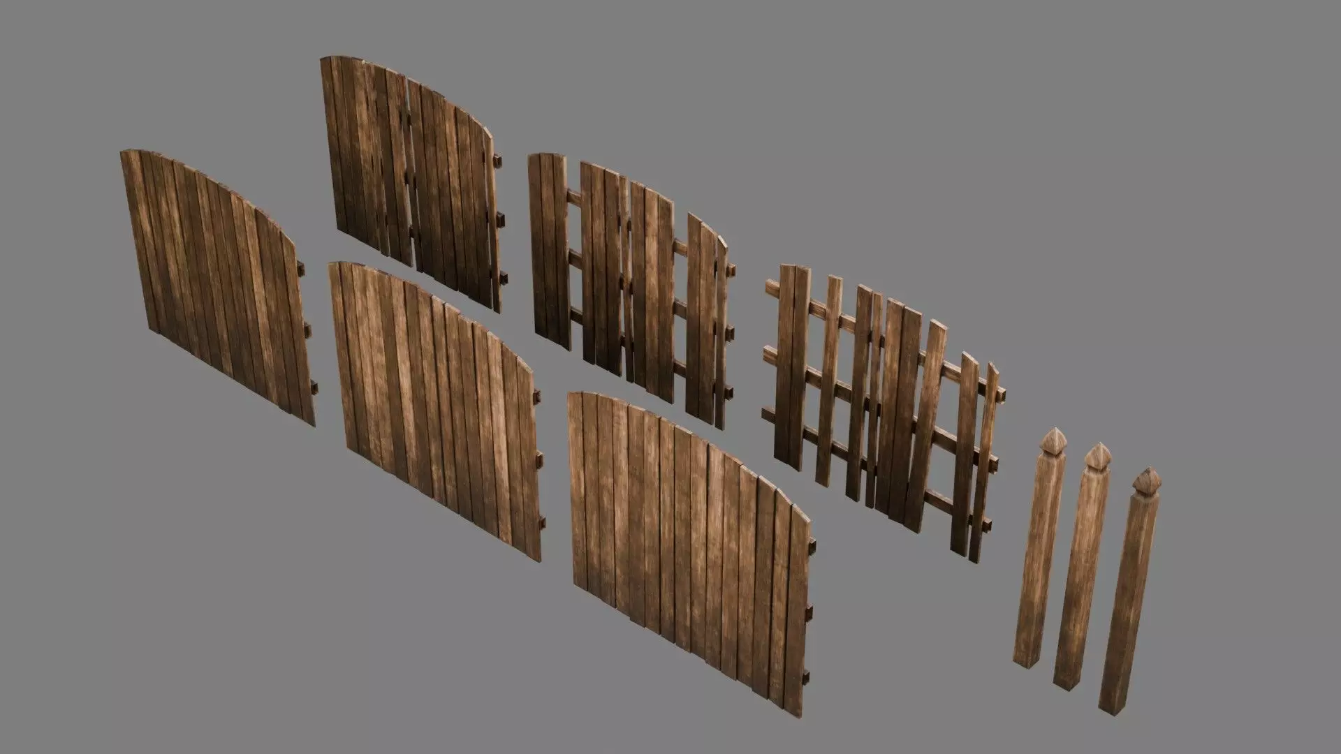 Wooden Fence 4K and 2K Low-poly 3D model_0