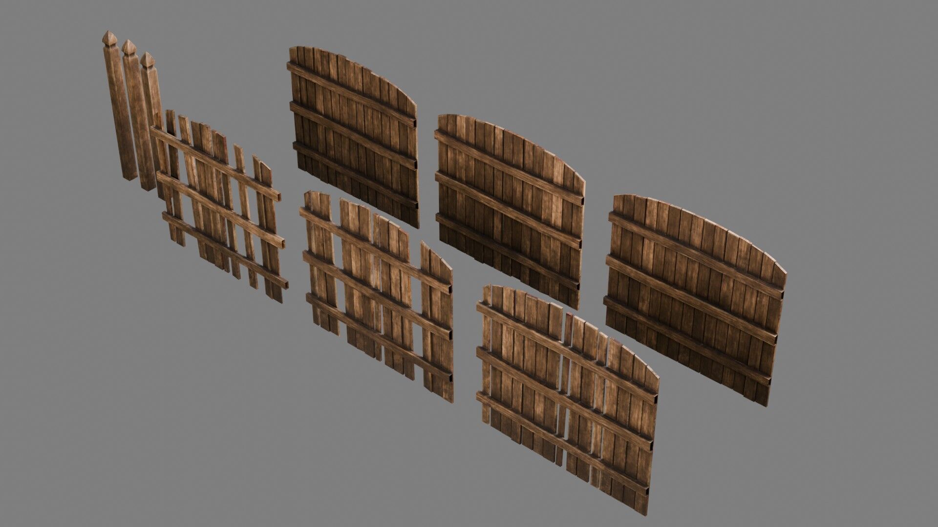 Wooden Fence 4K and 2K Low-poly 3D model_3