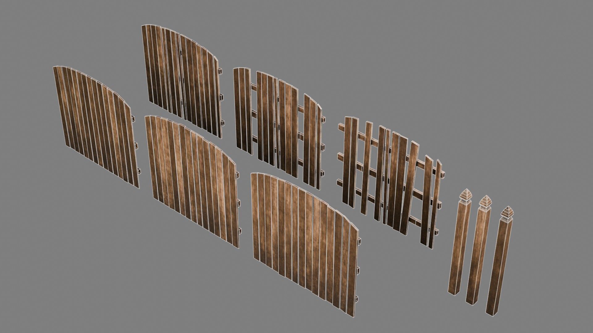 Wooden Fence 4K and 2K Low-poly 3D model_2