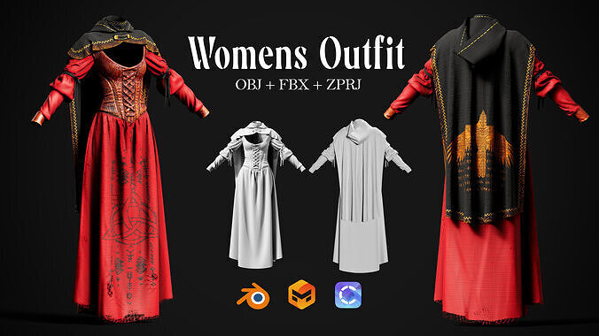 Medieval Womens Outfit 3D model