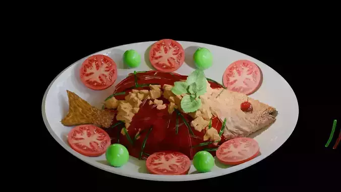 colorful sliced sweet and sour fried fish