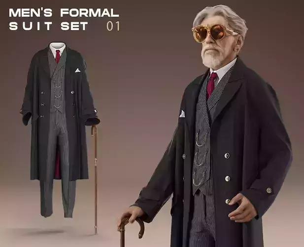 MENS FORMAL SUIT SET 01   CLASSIC ELEGANCE REIMAGINED 3D model