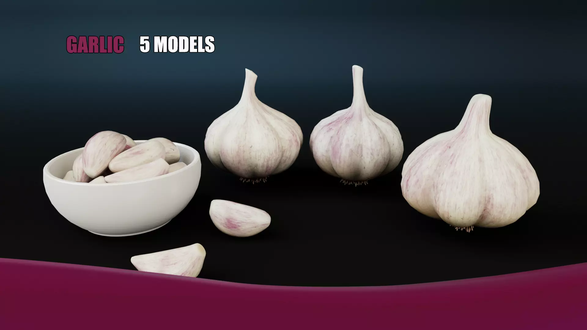 Garlic Low-poly 3D model