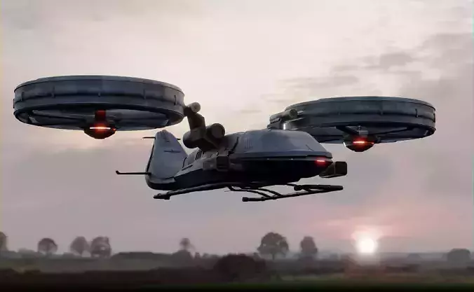 Red Finch Flying Combat System - Sci-fi Aircraft