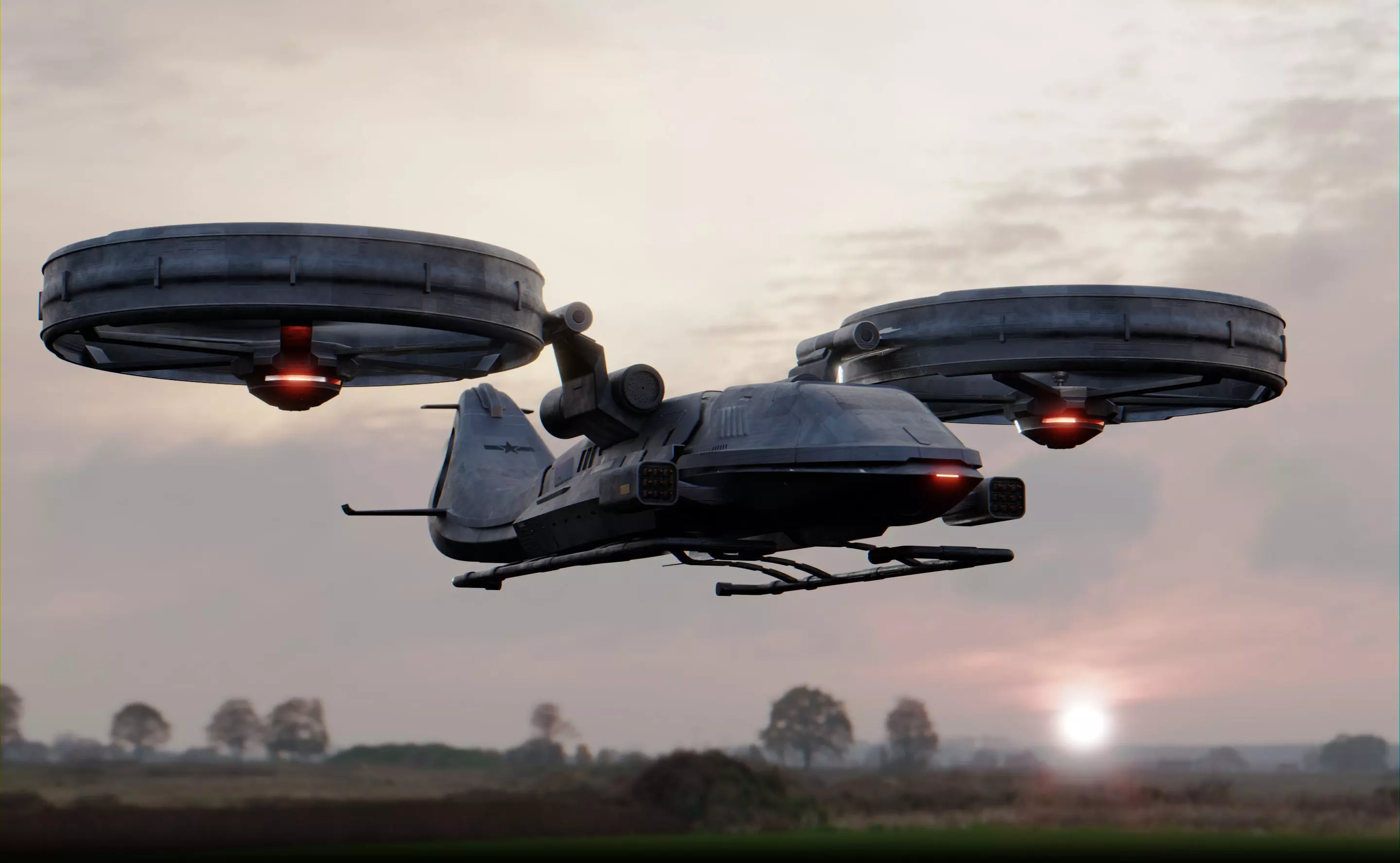 Red Finch Flying Combat System - Sci-fi Aircraft Low-poly 3D model_0